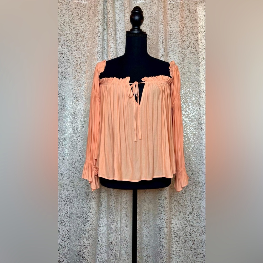 Never worn peach peasant blouse